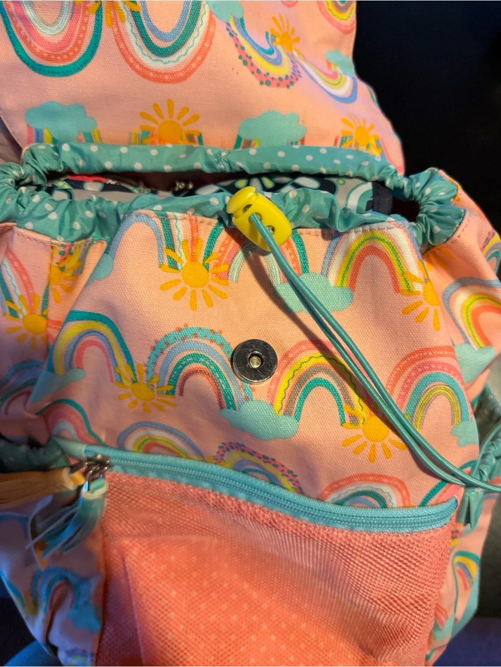 Matilda Jane Rainbow Color Splash swim bag Backpack in Coral Pink & Turquoise